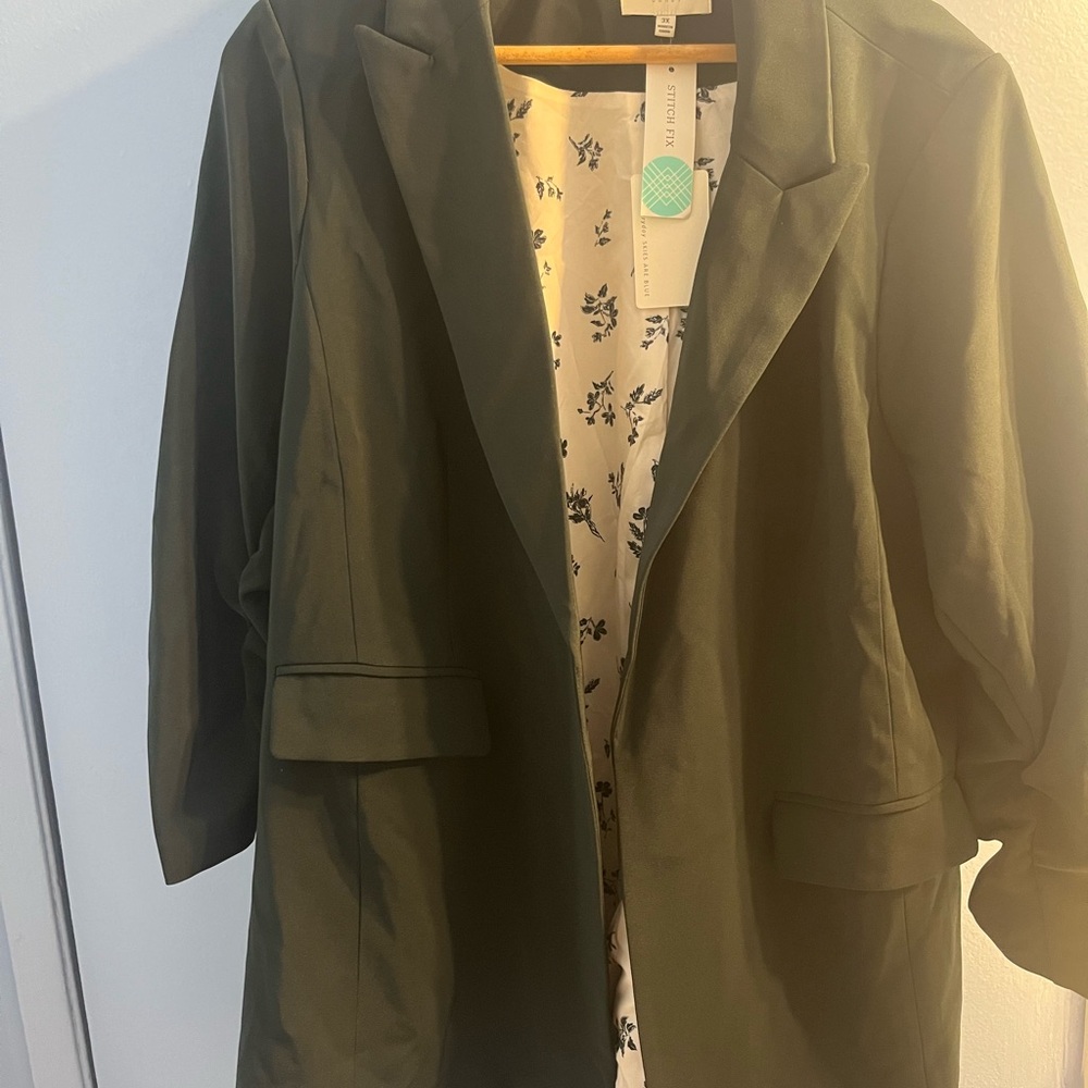Skies Are Blue Olive Green Blazer